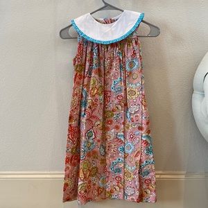 Girl’s Orient Expressed Bib dress sz 7 (perfect for monogram). Floral/paisley